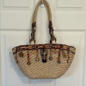 Cappelli Handcrafted Beaded Straw Tote Bag